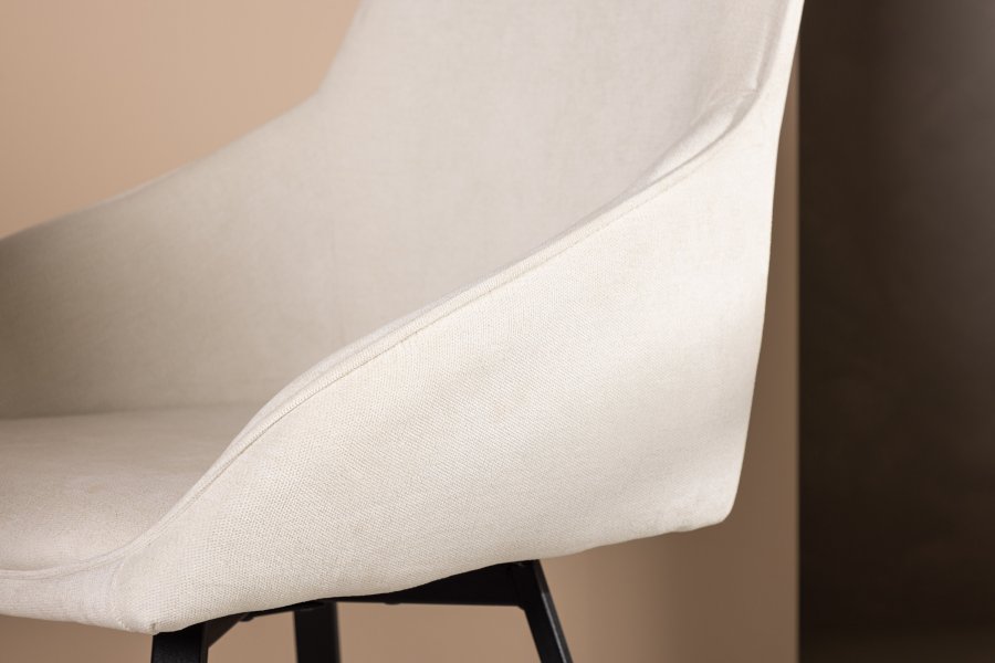 VENTURE DESIGN Rosie spisebordsstol, m. armln - beige stof og sort stl