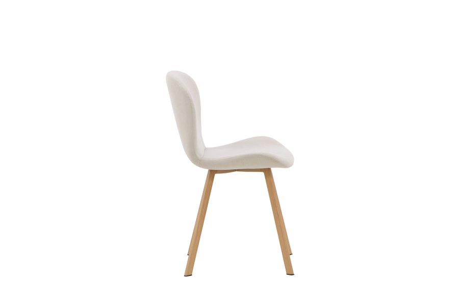 VENTURE DESIGN Lilja spisebordsstol - beige stof og stl med egetrslook