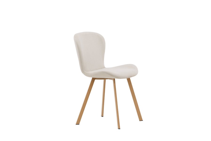 VENTURE DESIGN Lilja spisebordsstol - beige stof og stl med egetrslook