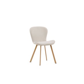 VENTURE DESIGN Lilja spisebordsstol - beige stof og stl med egetrslook