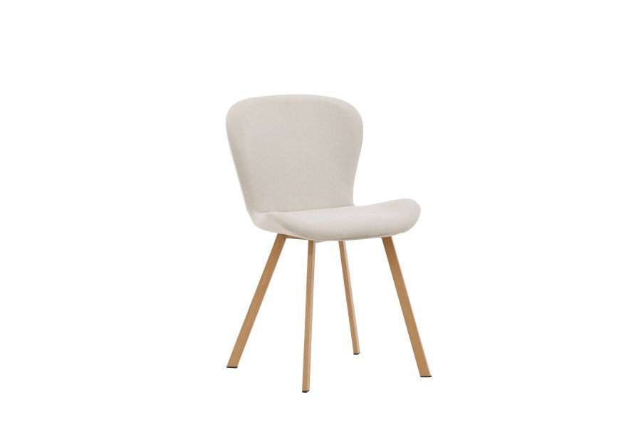 VENTURE DESIGN Lilja spisebordsstol - beige stof og stl med egetrslook