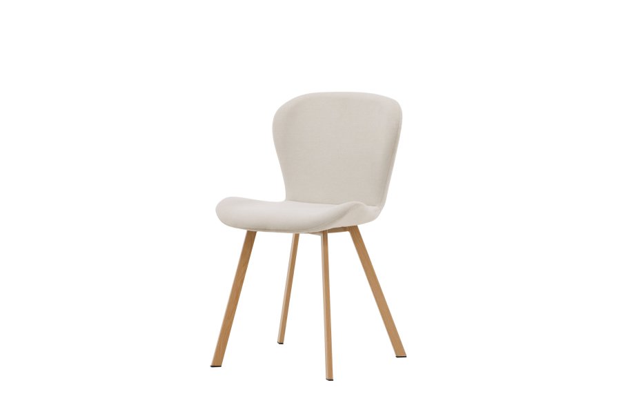 VENTURE DESIGN Lilja spisebordsstol - beige stof og stl med egetrslook