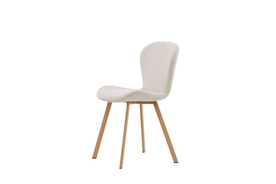 VENTURE DESIGN Lilja spisebordsstol - beige stof og stl med egetrslook