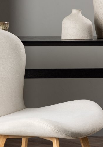 VENTURE DESIGN Lilja spisebordsstol - beige stof og stl med egetrslook