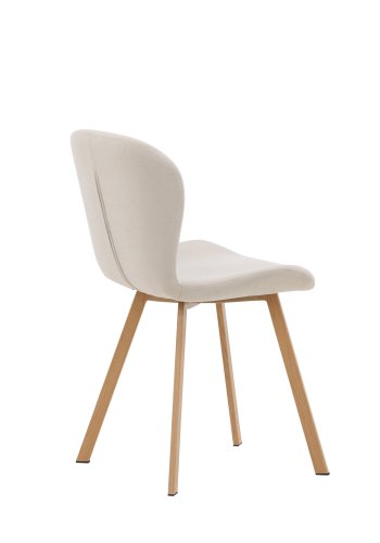 VENTURE DESIGN Lilja spisebordsstol - beige stof og stl med egetrslook
