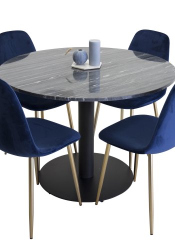 VENTURE DESIGN Polar spisebordsstol - bl velour og messing metal