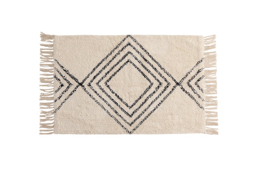 VENTURE DESIGN Love gulvtppe, rektangulr - hvid/sort bomuld (50x80)