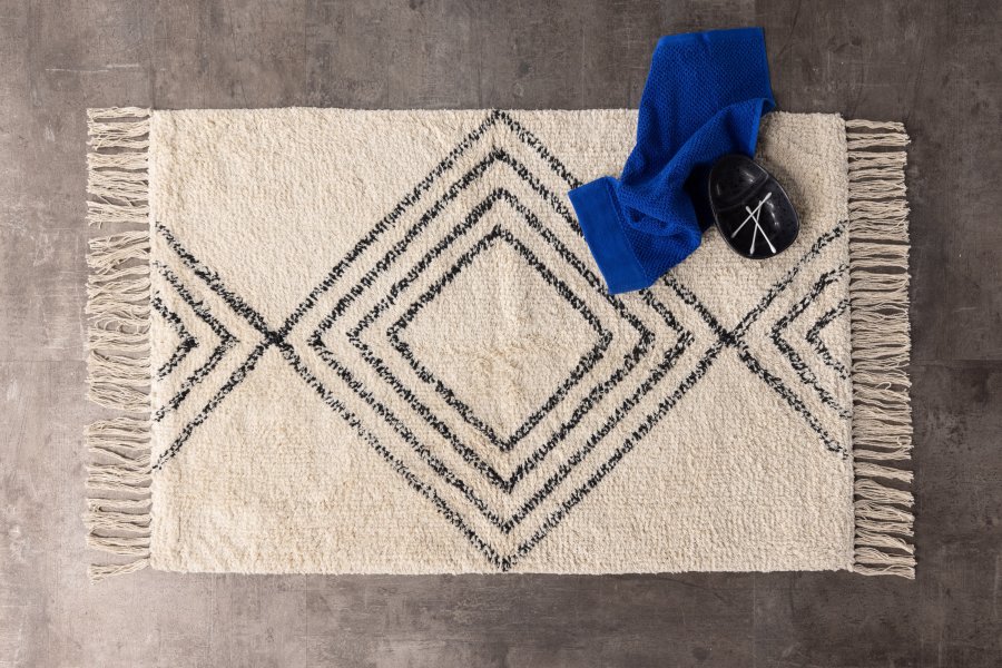 VENTURE DESIGN Love gulvtppe, rektangulr - hvid/sort bomuld (50x80)