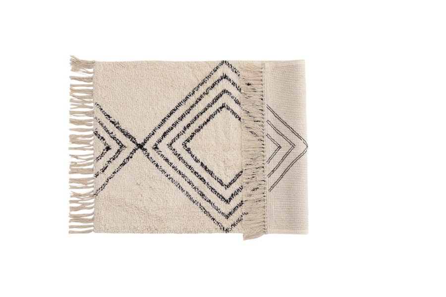 VENTURE DESIGN Love gulvtppe, rektangulr - hvid/sort bomuld (50x80)