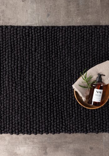 VENTURE DESIGN Wilmer bademtte, rektangulr - sort polyester/bomuld (50x80)