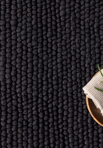 VENTURE DESIGN Wilmer bademtte, rektangulr - sort polyester/bomuld (50x80)