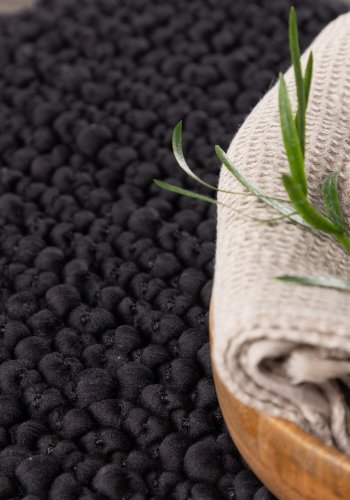 VENTURE DESIGN Wilmer bademtte, rektangulr - sort polyester/bomuld (50x80)