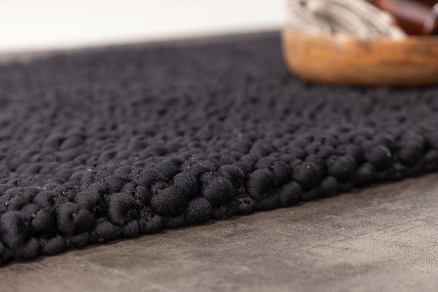 VENTURE DESIGN Wilmer bademtte, rektangulr - sort polyester/bomuld (50x80)