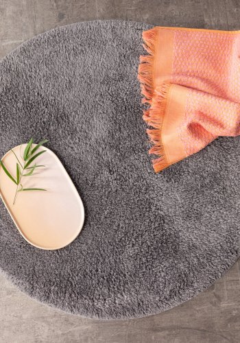 VENTURE DESIGN Valle bademtte, rund - mrkegr bomuld (60)