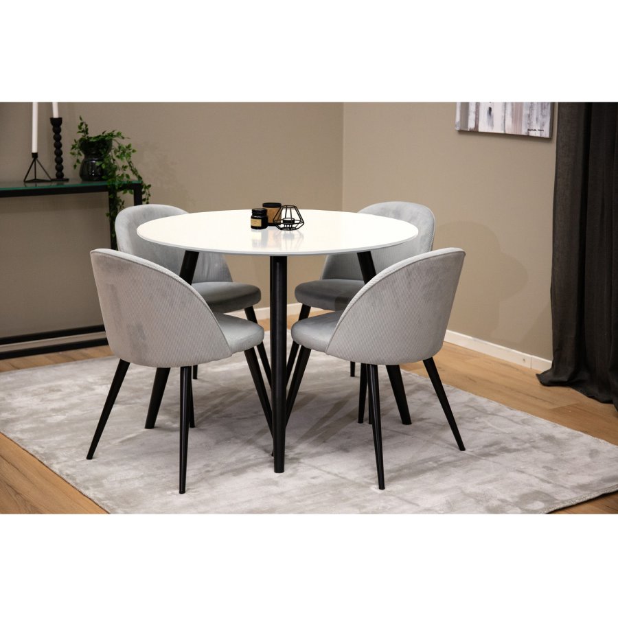 VENTURE DESIGN Velvet spisebordsstol, m. armln - gr velour og metal