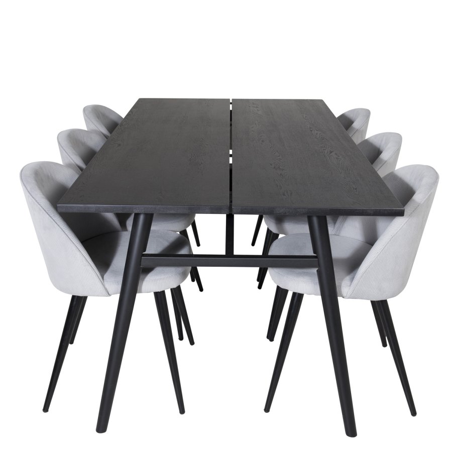 VENTURE DESIGN Velvet spisebordsstol, m. armln - gr velour og metal