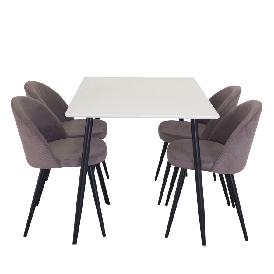 VENTURE DESIGN Velvet spisebordsstol, m. armln - gammelrosa velour og metal