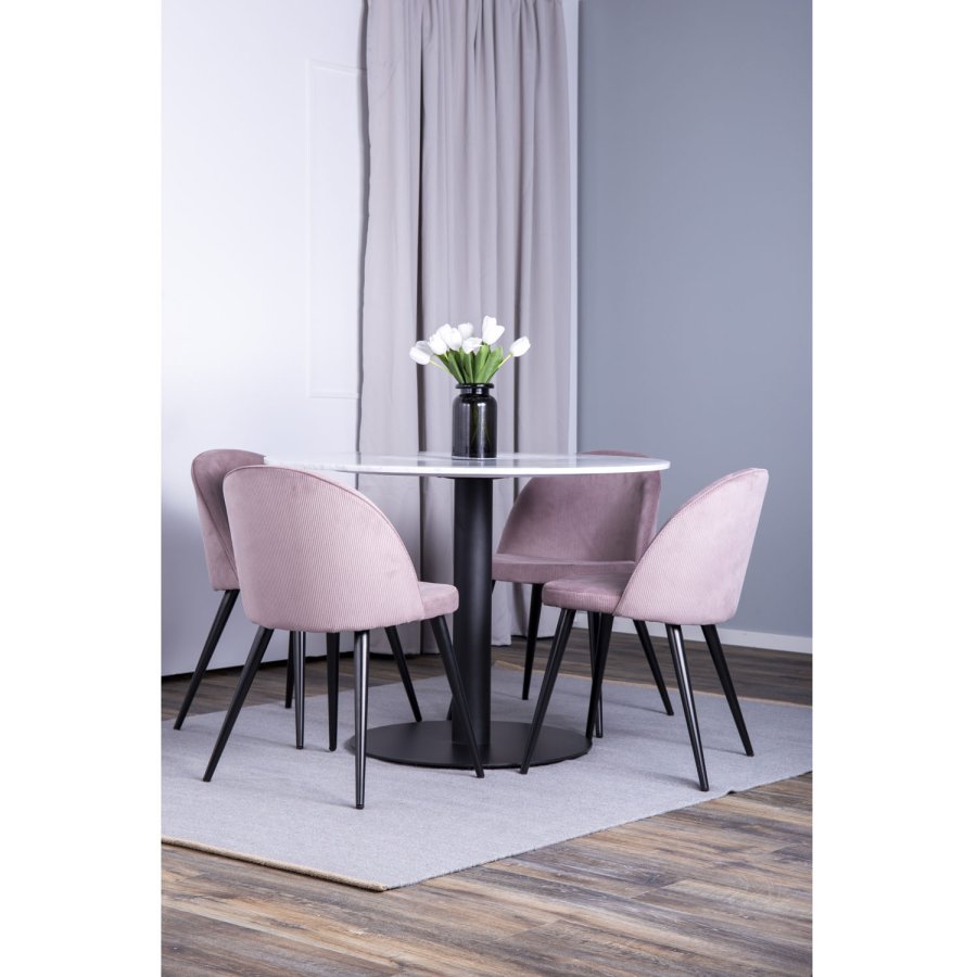 VENTURE DESIGN Velvet spisebordsstol, m. armln - gammelrosa velour og metal