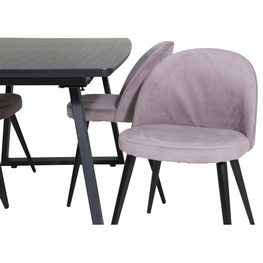 VENTURE DESIGN Velvet spisebordsstol, m. armln - gammelrosa velour og metal