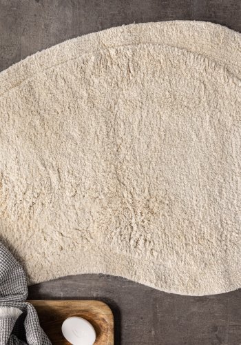 VENTURE DESIGN Elvis gulvtppe, oval - offwhite bomuld m. stofunderlag (60x85)