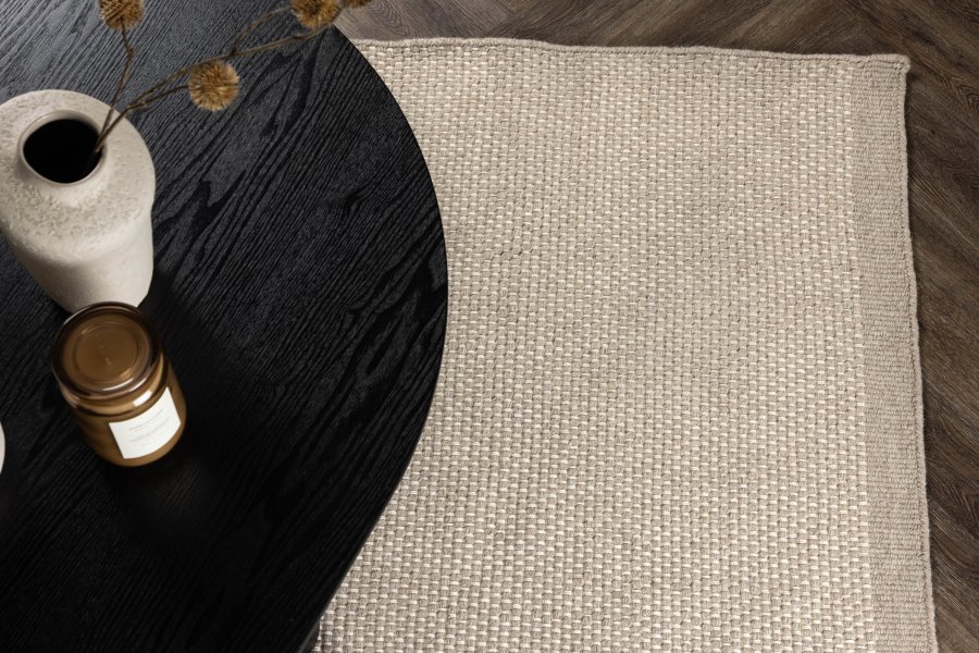 VENTURE DESIGN Vilma gulvtppe, rektangulr - beige uld og bomuld (290x200)