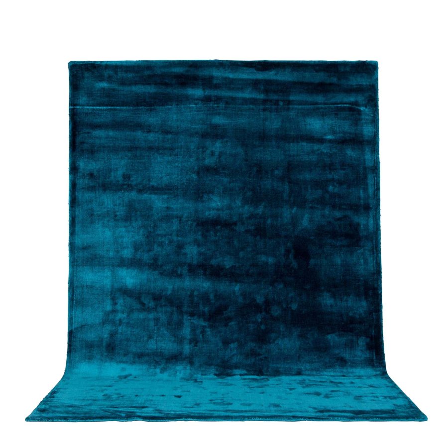 VENTURE DESIGN Indra gulvtppe - turkis viskose og bomuld (250x350)