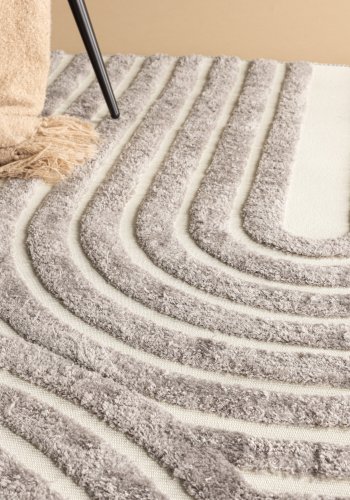 VENTURE DESIGN Nikita gulvtppe, rektangulr - gr/hvid polyester (290x200)