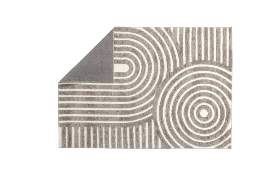 VENTURE DESIGN Nikita gulvtppe, rektangulr - gr/hvid polyester (230x160)