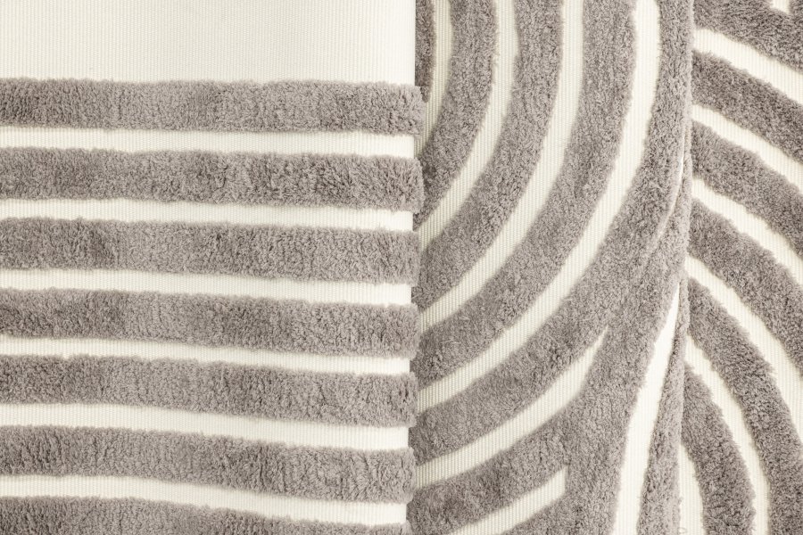 VENTURE DESIGN Nikita gulvtppe, rektangulr - gr/hvid polyester (230x160)