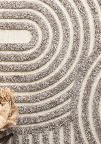 VENTURE DESIGN Nikita gulvtppe, rektangulr - gr/hvid polyester (230x160)