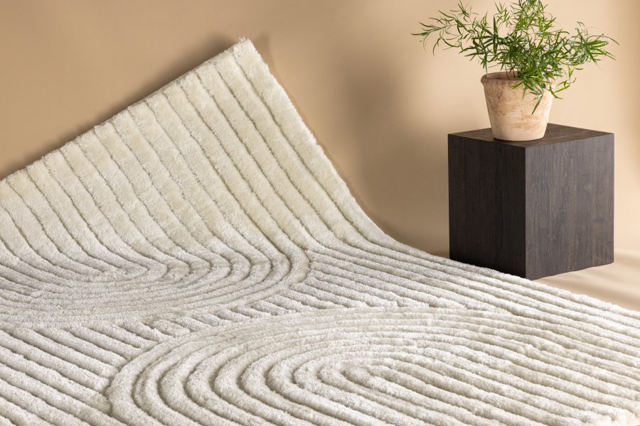 VENTURE DESIGN Niklas gulvtppe, rektangulr - hvid polyester (290x200)