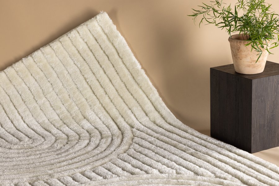 VENTURE DESIGN Niklas gulvtppe, rektangulr - hvid polyester (290x200)