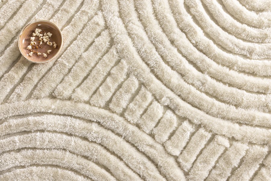 VENTURE DESIGN Niklas gulvtppe, rund - hvid polyester (200)