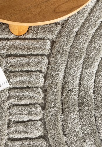 VENTURE DESIGN Niklas gulvtppe, rund - greige polyester (200)