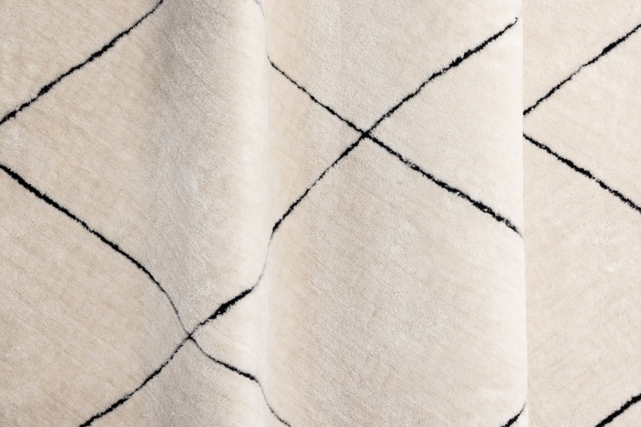 VENTURE DESIGN Patrik gulvtppe, rektangulr - hvid/sort polyester (290x200)