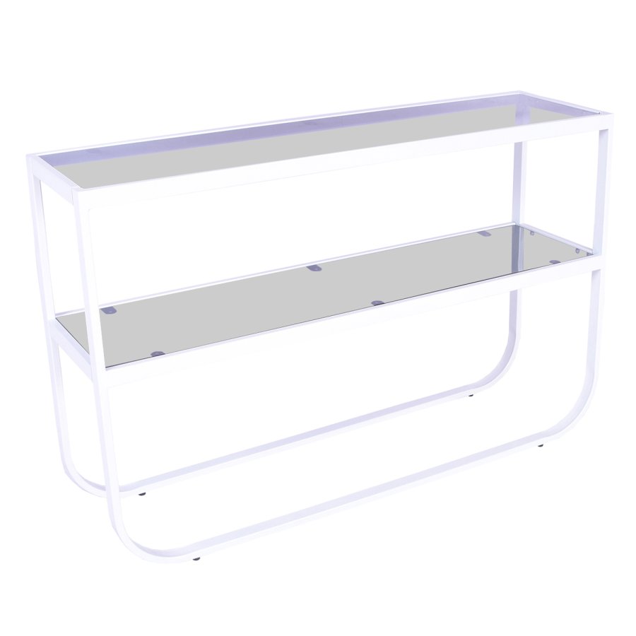 VENTURE DESIGN Rocker sidebord - gr glas og hvid metal (110x30)