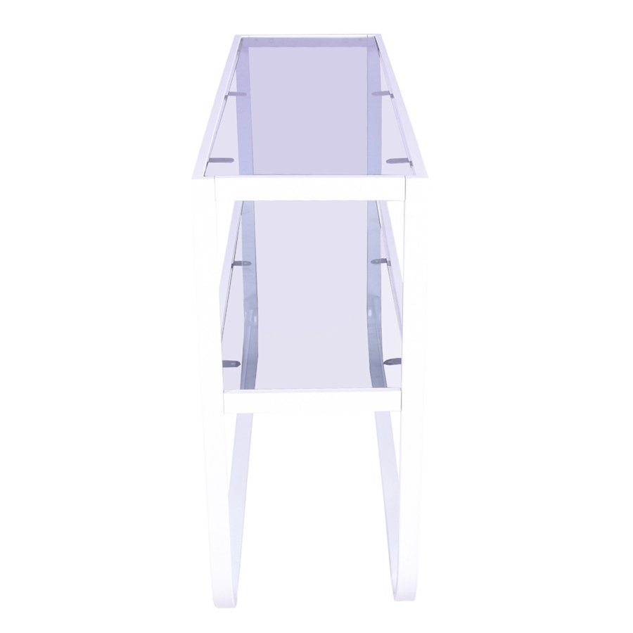 VENTURE DESIGN Rocker sidebord - gr glas og hvid metal (110x30)