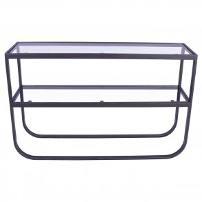 VENTURE DESIGN Rocker sidebord, m. 1 hylde - gr glas og sort metal (110x30)
