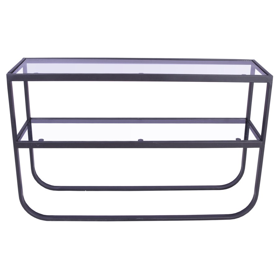 VENTURE DESIGN Rocker sidebord, m. 1 hylde - gr glas og sort metal (110x30)