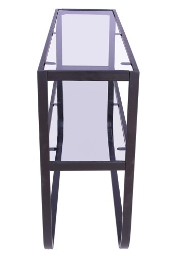 VENTURE DESIGN Rocker sidebord, m. 1 hylde - gr glas og sort metal (110x30)