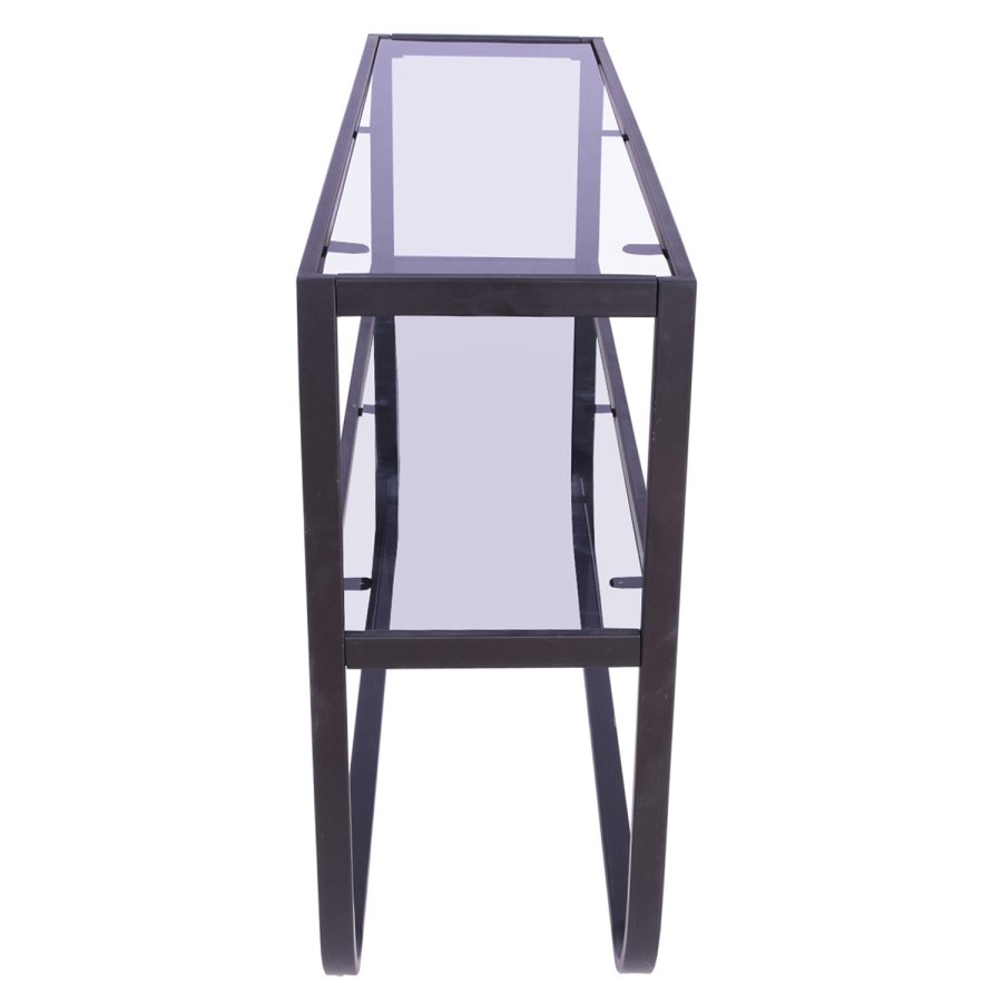 VENTURE DESIGN Rocker sidebord, m. 1 hylde - gr glas og sort metal (110x30)