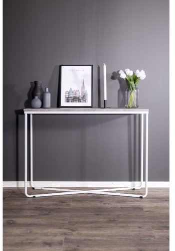 VENTURE DESIGN Palace sidebord - gr cement og hvid metal (110x30)