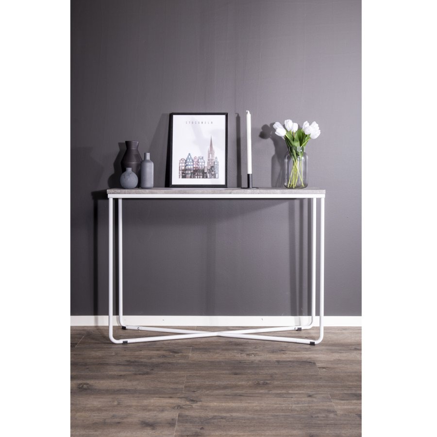 VENTURE DESIGN Palace sidebord - gr cement og hvid metal (110x30)