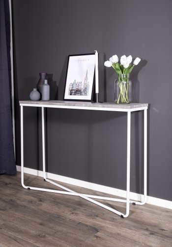 VENTURE DESIGN Palace sidebord - gr cement og hvid metal (110x30)