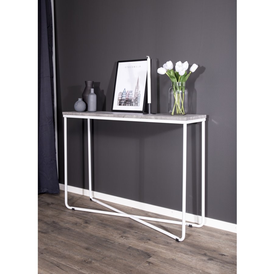 VENTURE DESIGN Palace sidebord - gr cement og hvid metal (110x30)