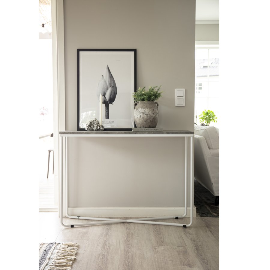 VENTURE DESIGN Palace sidebord - gr cement og hvid metal (110x30)