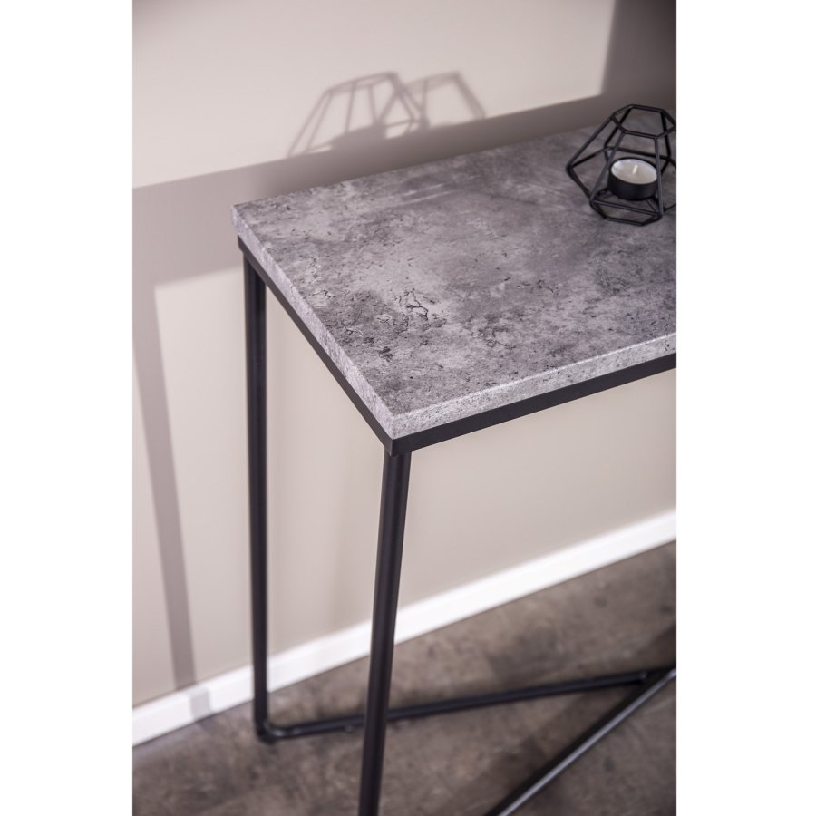 VENTURE DESIGN Palace sidebord - gr cement og sort metal (110x30)