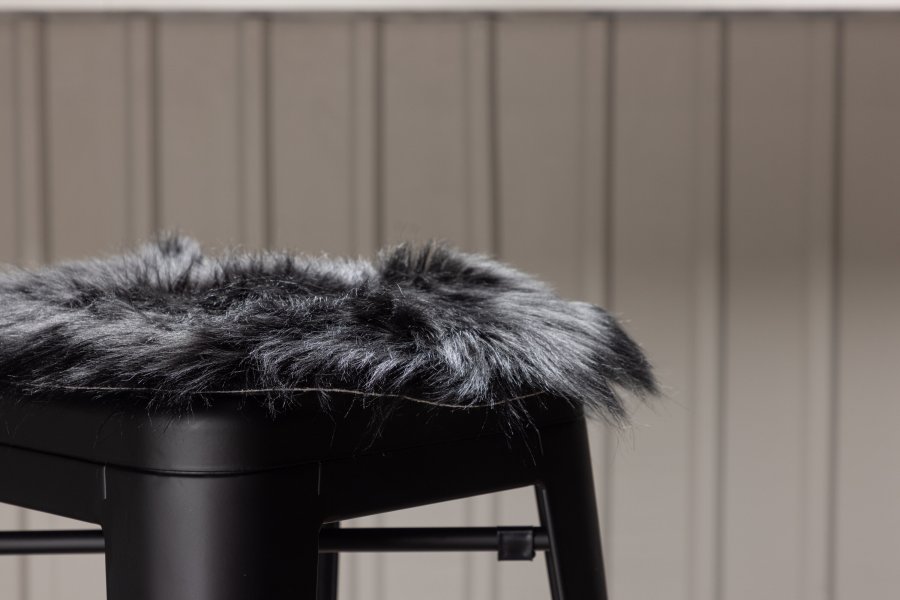 VENTURE DESIGN Katy sdeskind, rund - sort akryl falsk pels (34)