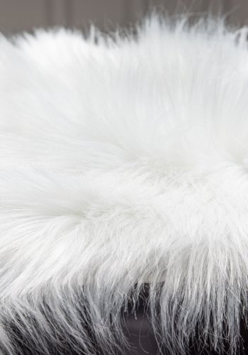 VENTURE DESIGN Katy sdeskind, rund - hvid akryl falsk pels (34)