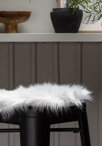 VENTURE DESIGN Katy sdeskind, rund - hvid akryl falsk pels (34)